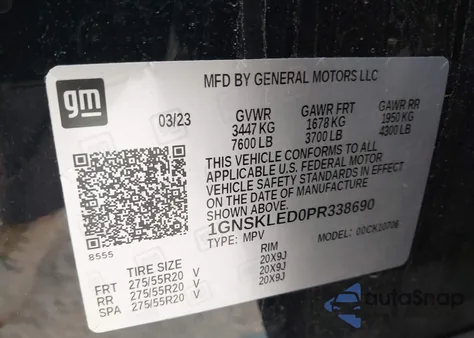 2023 Chevrolet Tahoe 4Wd Commercial Fleet z USA, uszkodzony, nr VIN 1GNSKLED0PR338690